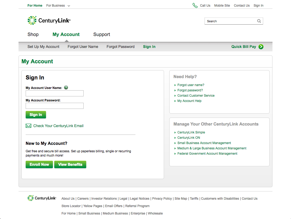 CenturyLink: My Account